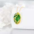 wholesale Gold-Plated 925 Sterling Silver Green Jade Snake Design Pendant Necklace for Women-0-4