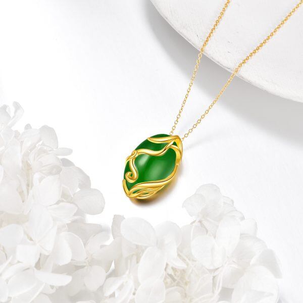 Sterling Silver 14K Gold Plated Emerald Pendant Necklaces-5