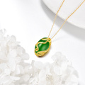 wholesale Gold-Plated 925 Sterling Silver Green Jade Snake Design Pendant Necklace for Women-0-5