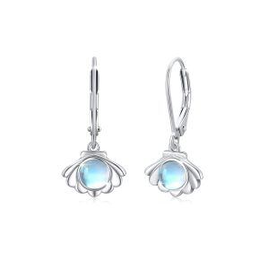 Sterling Silver Ocean Sea Shell Dangle and Drop Earrings-0