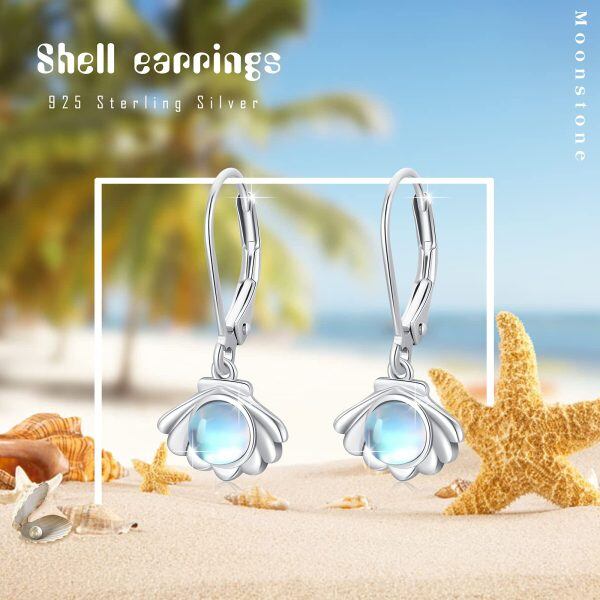 Sterling Silver Ocean Sea Shell Dangle and Drop Earrings-6