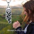 wholesale 925 Sterling Silver Tree of Life Cremation Jewelry Keepsake Pendant Urn Necklace for Ashes with Black Enamel and Chain-0-2