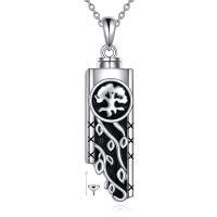wholesale 925 Sterling Silver Tree of Life Cremation Jewelry Keepsake Pendant Urn Necklace for Ashes with Black Enamel and Chain- Rhodium Plated