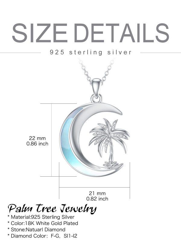 Sterling Silver Tree Moon Pendant Necklaces-1