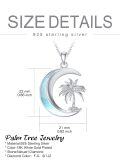 wholesale 925 Sterling Silver & 14K White Gold Plated CZ Palm Tree Crescent Moon Pendant Necklace for Women-0-1