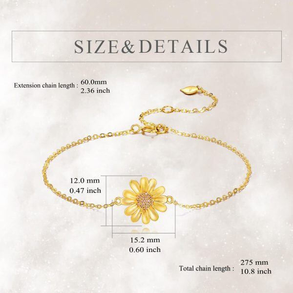 14K Gold Daisy Flower Ankle Bracelets-1