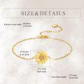 wholesale 14K Gold Yellow Daisy Flower Ankle Anklet with Crystal Accents - Adjustable Length Chain Jewelry for Women's Gifts (Christmas)-0-1