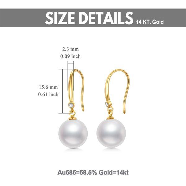 Sterling Silver 14K Real Gold Freshwater Pearl Dangle Earrings-1