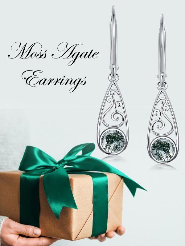 Sterling Silver Agate Drop Earrings-2