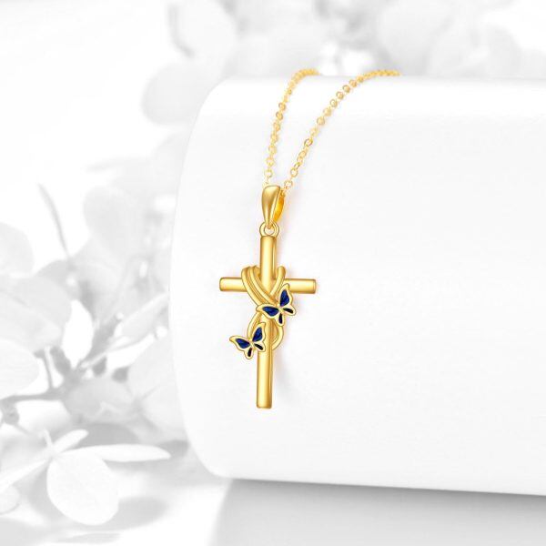 14K Real Gold Cross Pendant Necklaces-2