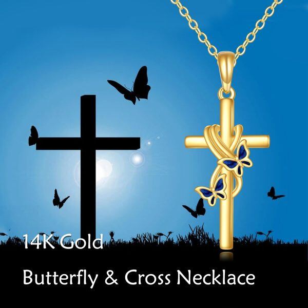 14K Real Gold Cross Pendant Necklaces-4