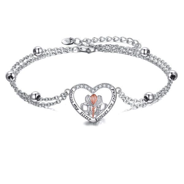 Sterling Silverh Heart Chain Bracelets-0