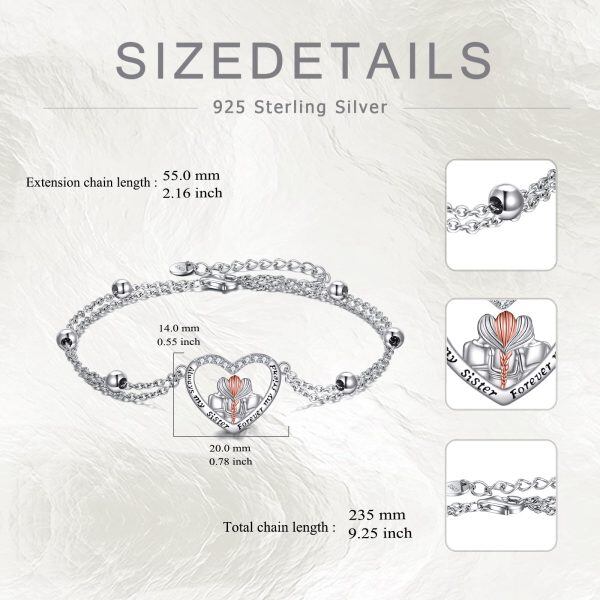 Sterling Silverh Heart Chain Bracelets-1