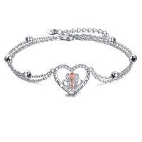 wholesale 925 Sterling Silver Heart-Shaped Claddagh Charm Bracelet - Best Friends  for Sisters- Two Tone