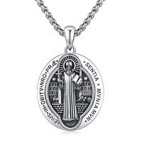 wholesale 925 Sterling Silver Religious Protection Medal Saint Christopher Pendant Necklace for Men & Women- Rhodium Plated