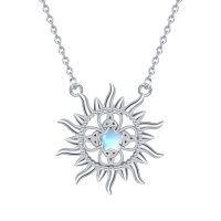 wholesale 925 Sterling Silver Celtic Knot Moonstone Star Pendant Necklace Jewelry- Rhodium Plated
