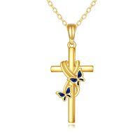 wholesale 14K Gold Butterfly Cross Pendant Necklace 14K Gold Chain s for Mom Sisters- 14K