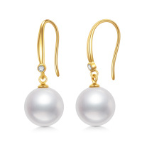 wholesale 14K Gold Diamond & Pearl Drop Earrings for Women s- Gold Plated