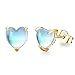 wholesale 925 Sterling Silver Blue Opalite Heart Stud Earrings 6mm Hypoallergenic Jewelry for Women and Girls-0-2