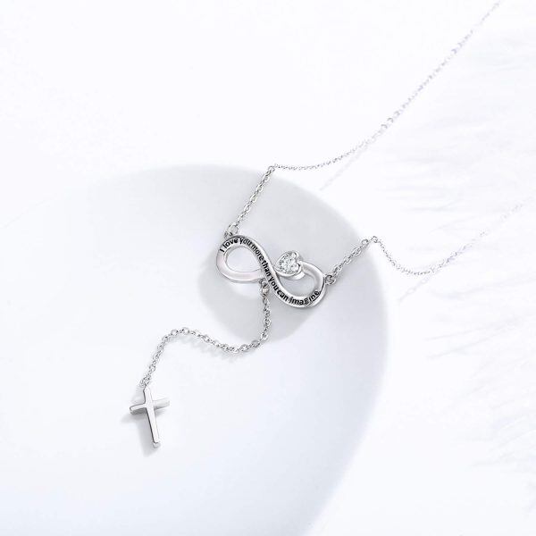 Sterling Silver Infinity Heart With Cross Y-Necklaces-3