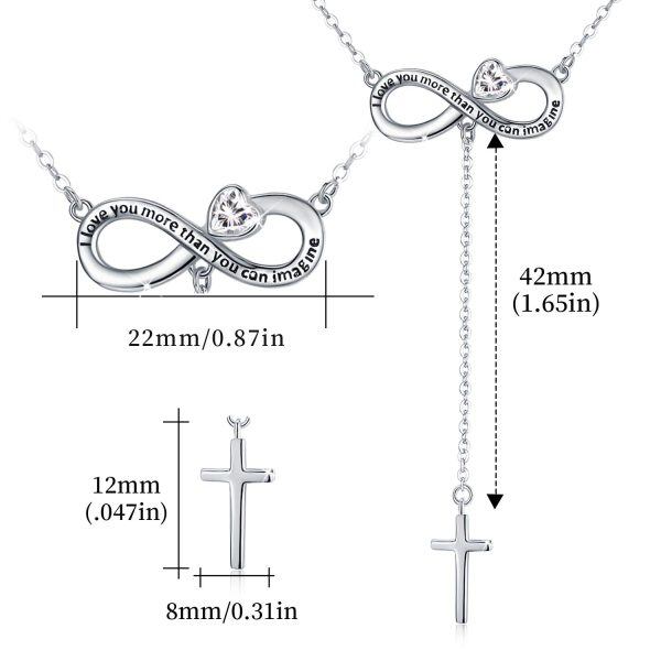 Sterling Silver Infinity Heart With Cross Y-Necklaces-12