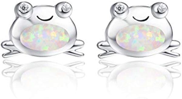 Sterling Silver Frog Stud Earrings-0