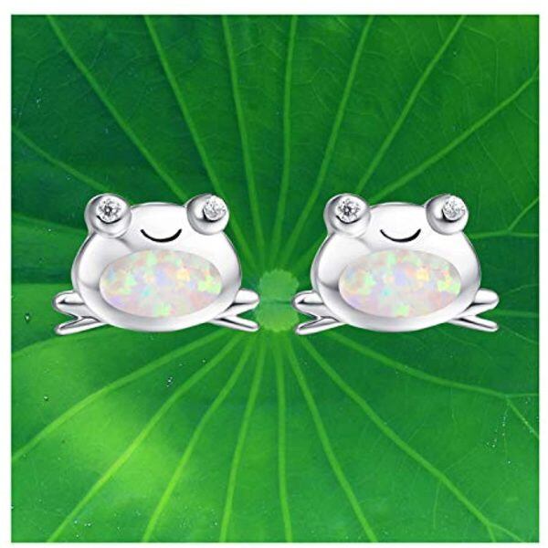 Sterling Silver Frog Stud Earrings-15