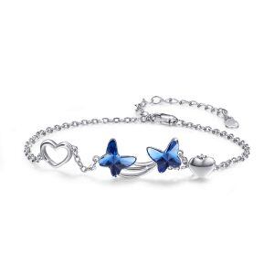 Sterling Silver Butterfly Adjustable Chain Bracelets-0