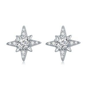 Sterling Silver Moissanite Stud Earrings-0