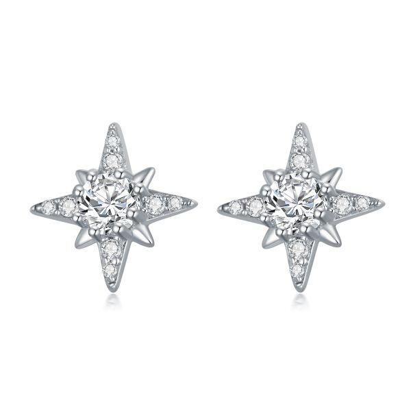 Sterling Silver Moissanite Stud Earrings-0