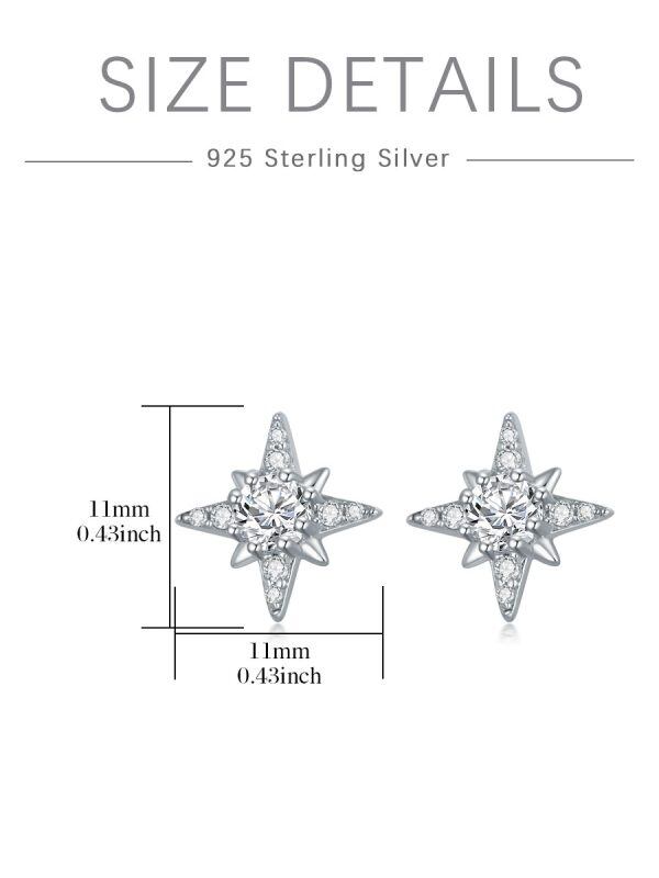 Sterling Silver Moissanite Stud Earrings-1