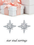 wholesale White Gold Plated 925 Sterling Silver Moissanite Star Stud Earrings-0-3