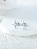 wholesale White Gold Plated 925 Sterling Silver Moissanite Star Stud Earrings-0-4