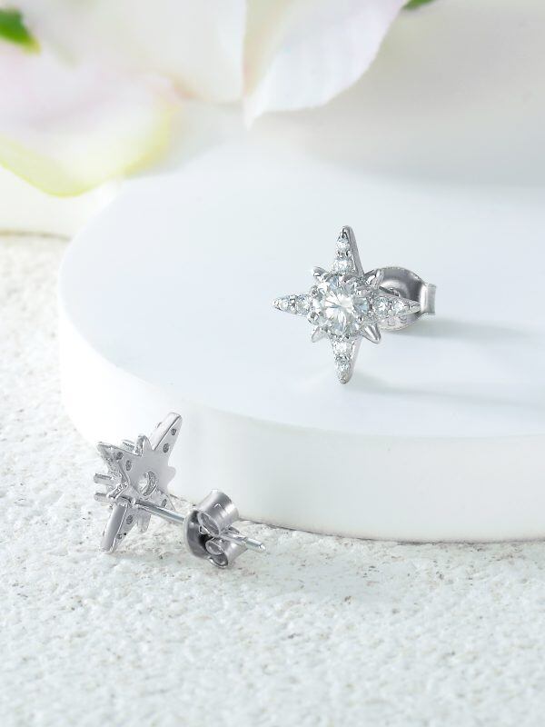 Sterling Silver Moissanite Stud Earrings-5