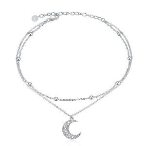 Sterling Silver Celtic Moon Ankle Bracelets-0