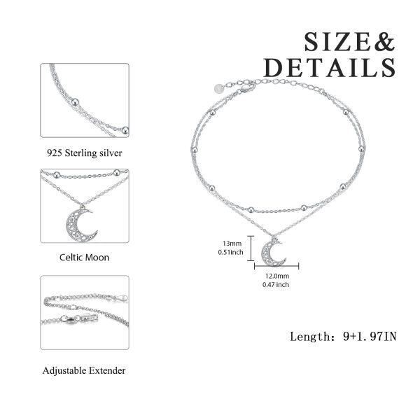 Sterling Silver Celtic Moon Ankle Bracelets-1