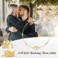 wholesale 14K Gold Anklet - Double Heart Design Solid 14K Gold Chain Bracelet with Beads and Small Pendant Gifts for Her-0-4