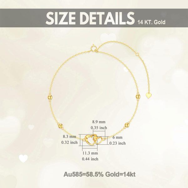 14K Gold Heart Anklet Bracelets-5