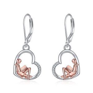 Sterling Silver Read Book Dangle and Drop Earrings-0