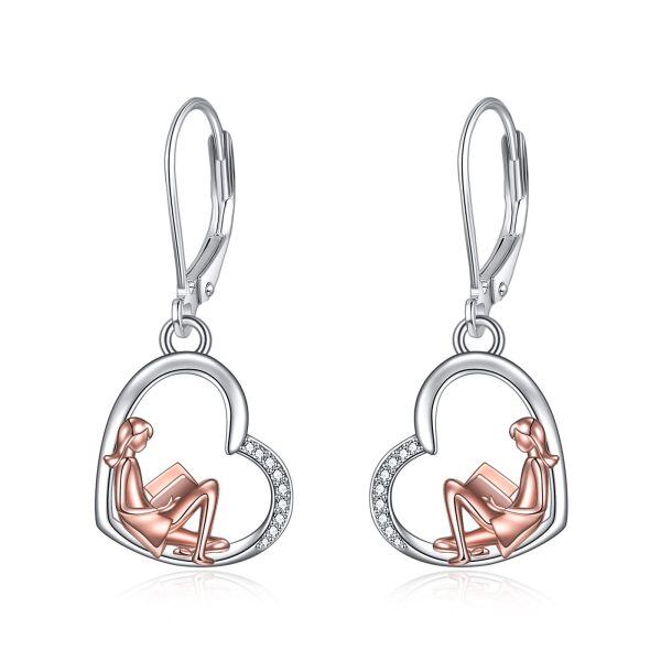 Sterling Silver Read Book Dangle and Drop Earrings-0