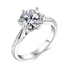 Sterling Silver Moissanite Engagement Rings-0