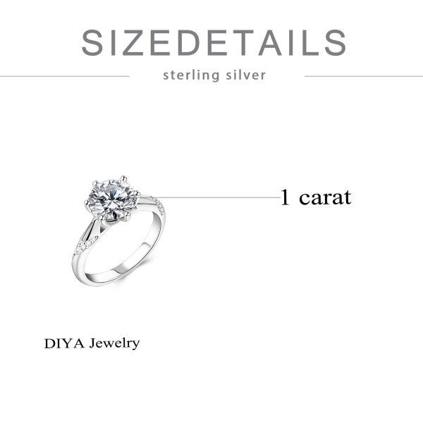 Sterling Silver Moissanite Engagement Rings-1