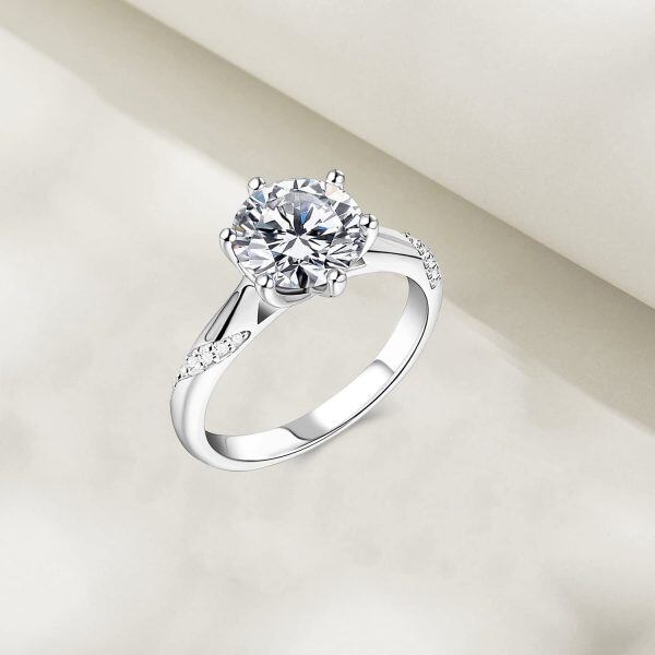 Sterling Silver Moissanite Engagement Rings-4