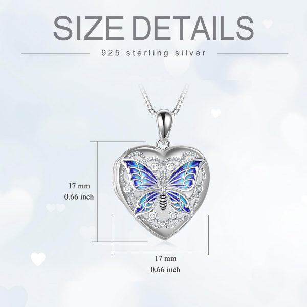 Sterling Silver Butterfly Locket Pendant Necklace-1