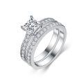 wholesale 925 Sterling Silver Moissanite Engagement Set 3ctw H SI1 Round Cut-0-0