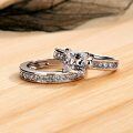 wholesale 925 Sterling Silver Moissanite Engagement Set 3ctw H SI1 Round Cut-0-1