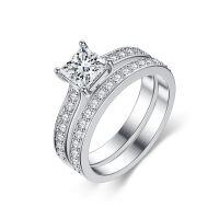 wholesale 925 Sterling Silver Moissanite Engagement Set 3ctw H SI1 Round Cut- US # 10