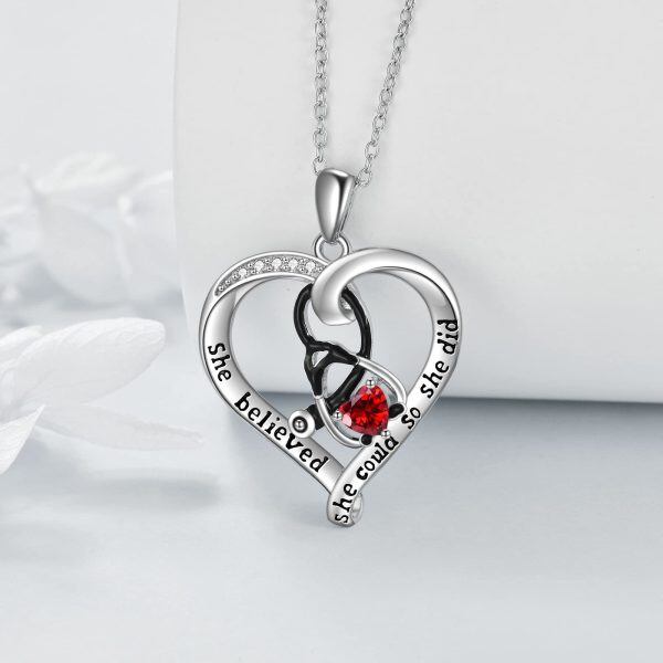 Sterling Silver Stethoscope Heart Pendant Necklaces-5