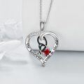 wholesale 925 Sterling Silver Heart-Shaped Red Garnet Stethoscope Pendant Necklace Gift for Nurses-0-5
