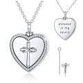 wholesale 925 Sterling Silver Heart Pendant Necklace with Cross and Infinity Symbol - Forever in My Heart Cremation Jewelry for Ashes Keepsake-0-1